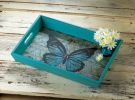 Elegant Blue Butterfly Serving Tray: Perfect For Entertaining And Home Decor
