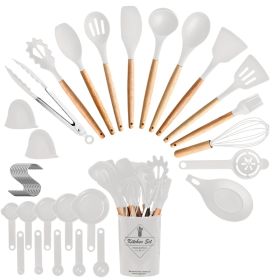 4 Colors Options -- Set Of 35Pcs Kitchen Cooking Utensils Set Spatula Set Baking Utensil Set Kitchen Accessories Necessities With Holder Egg Whisk Sep