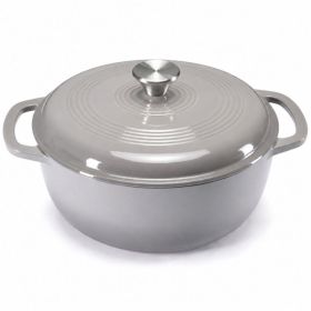 6 Quart Enameled Cast Iron Dutch Oven, Moisture-Sealing Lid For Bread Baking, Braising, Slow Cooking, Dual Handles, Oven Safe (Option: Grey)