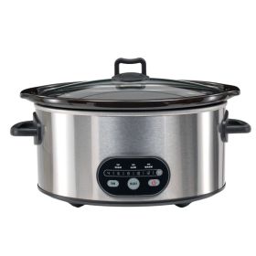 Manual Slow Cooker, Easy To Use Program-Free Kitchen Appliance, Great For Pot Roast And Chili (Option: Stainless steel color  8QT)